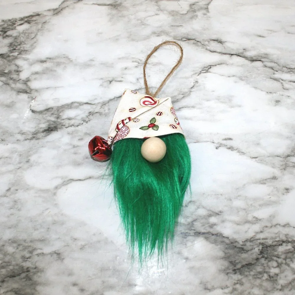 HAND CRAFTED Gnome Christmas Ornaments Set of 3 - White Ornaments Print